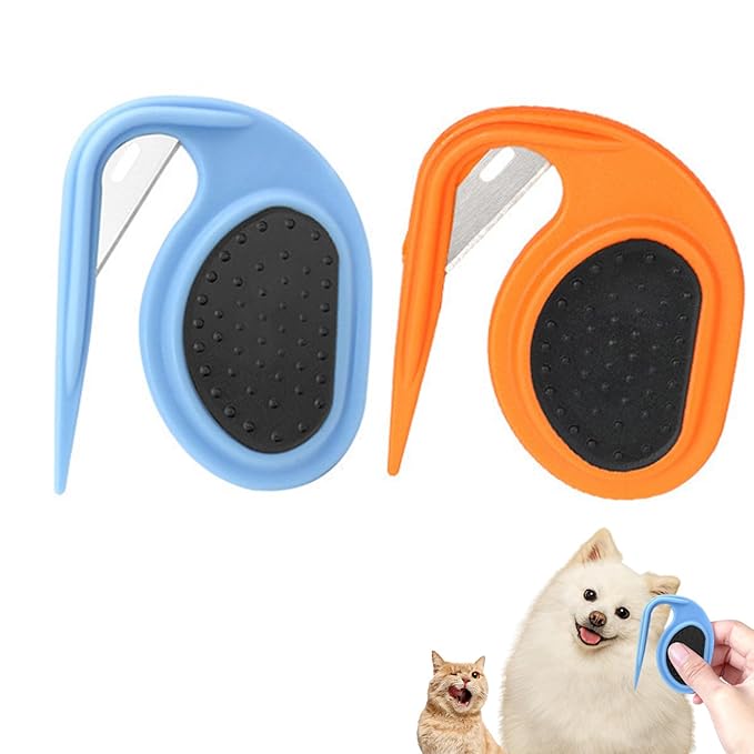 2Pcs Knotting Comb for Cats & Dogs, Pet Hair Removal Tool, Cat & Dog Grooming Comb, Knot Remover, Blue & Orange