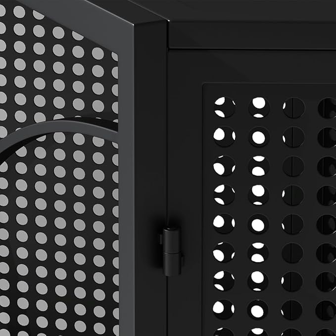 47.24in Pet Cage with 2 Tempered Glass Doors, Metal Spacious Pet Kennel with Hexagonal Design for Living Room Hallway Study Room and Other Spaces Black One Size