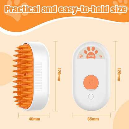 Cat Steam Brush for Shedding,3 in1 Cats Water Spary Comb,Rechargeable Steamy Cat Brush,Spritz Defur Comb for Cats,Silicone Pets Steamer Brushes for Massage,Grooming,Removing Loose Hair Yellowish&White