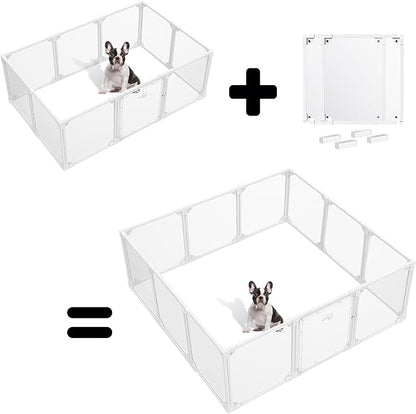 Dog Playpen - Extension Kit, 2 Panels 23.6" H, 4 I-Shape Connectors (23.6" H, 2PCS)