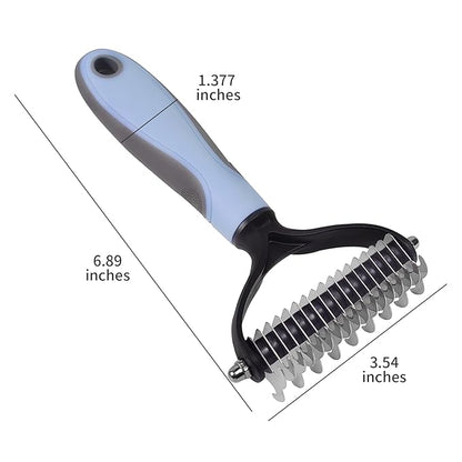 Pet Deshedding Tool - Double-Sided Undercoat Rake for Dogs and Cats - Safe and Effective for Removing Mats and Hairballs - Say Goodbye to Annoying Shedding and Flying Fur