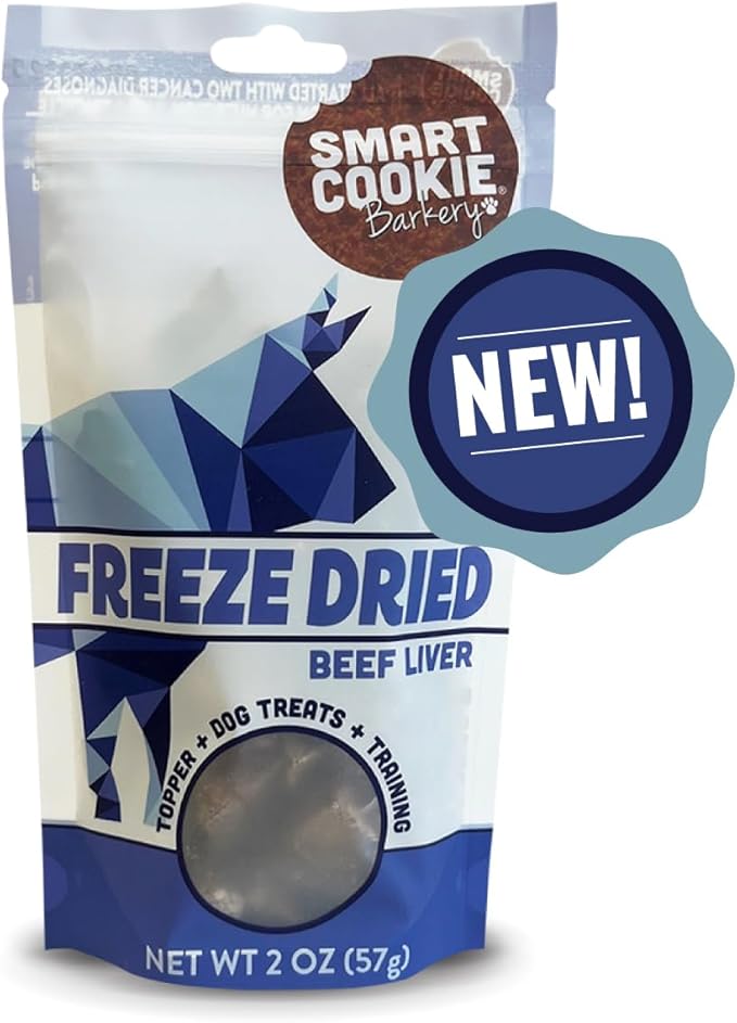 Smart Cookie Freeze Dried Beef Liver Bites - Single Ingredient Beef Liver Dog Treats - Low Calorie Training Treats for Dogs - 2oz Bag, 1 Pack