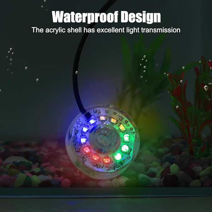 MiOYOOW Submersible Lights, USB Waterproof Aquarium Light with Fixed Suction Cups for Aquarium Decoration