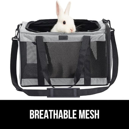GORILLA GRIP Cat Carrier Travel Bag Up to 15 Lbs, Soft Collapsible Small Dog Carriers, Top and Side Entry Breathable Mesh, Grip Feet on Underside, Cozy Washable Waterproof Pad, Portable Kennel, Gray