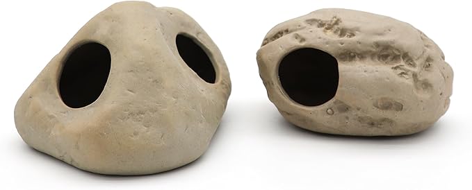 Aquarium Decorations Stackable Ceramic Cave Betta Fish Tank Accessories Rock Cave Decor 2-Piece Set