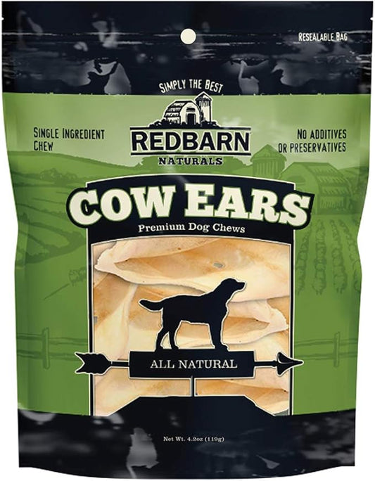 Redbarn All-Natural Cow Ears Premium Chews for Dogs - Single Ingredient Grain-Free Dental Treats with Chondroitin for Joint Health - Made in USA with No Artificial Ingredients - 9 Count