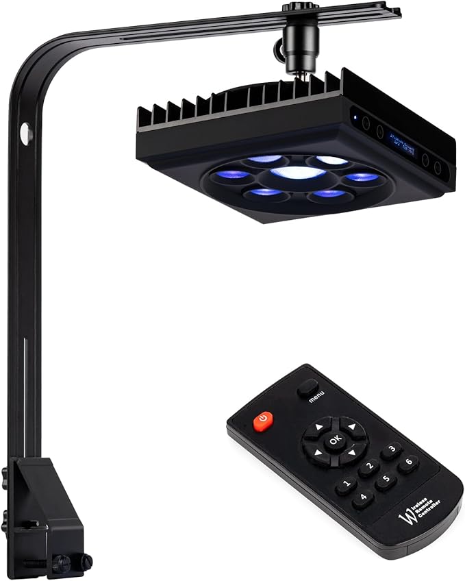 Aquarium Light-60 Watts Reef Light Wide Coverage Sunrise Sunset Moonlight Saltwater Lights for Coral with Master Slave Group Control & Timer & Screen