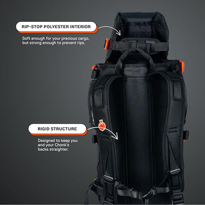 The Maxine One Small Dog Carrier by Little Chonk | Dog Backpack Carrier for Small Sized Breeds | Adjustable Front Facing Pet Carrier for Travel | Dog Hiking Backpack -Bark After Dark Black