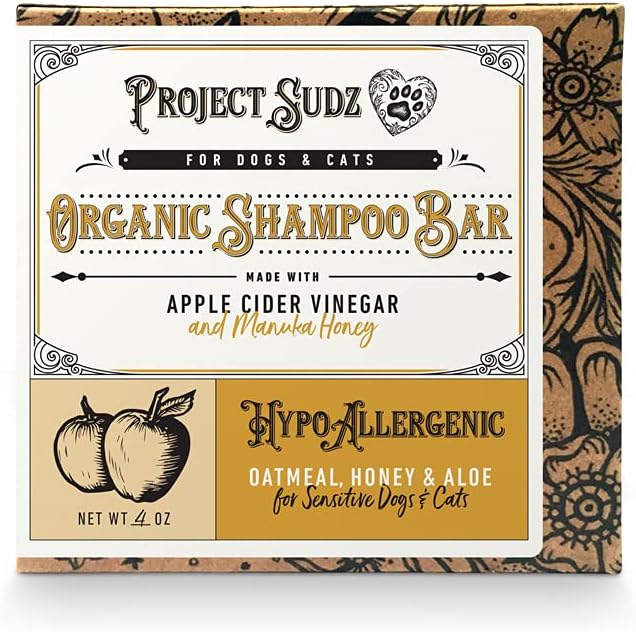 Oatmeal and Honey Dog Shampoo Bar | Hypoallergenic | Sensitive Coat | Made with Apple Cider Vineger | for Dogs and Cats