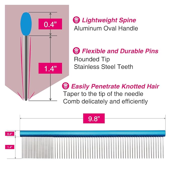 A great Curved Shears+ 9.8" Comb set for perfect home grooming choice. Medium to large long-haired dogs.
