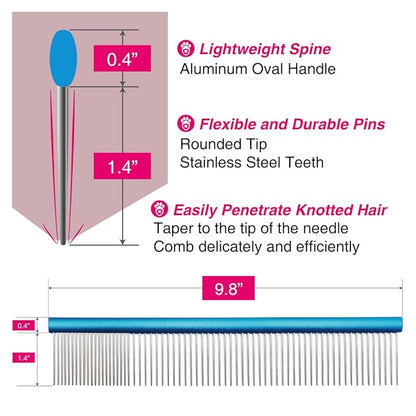 A great Curved Shears+ 9.8" Comb set for perfect home grooming choice. Medium to large long-haired dogs.