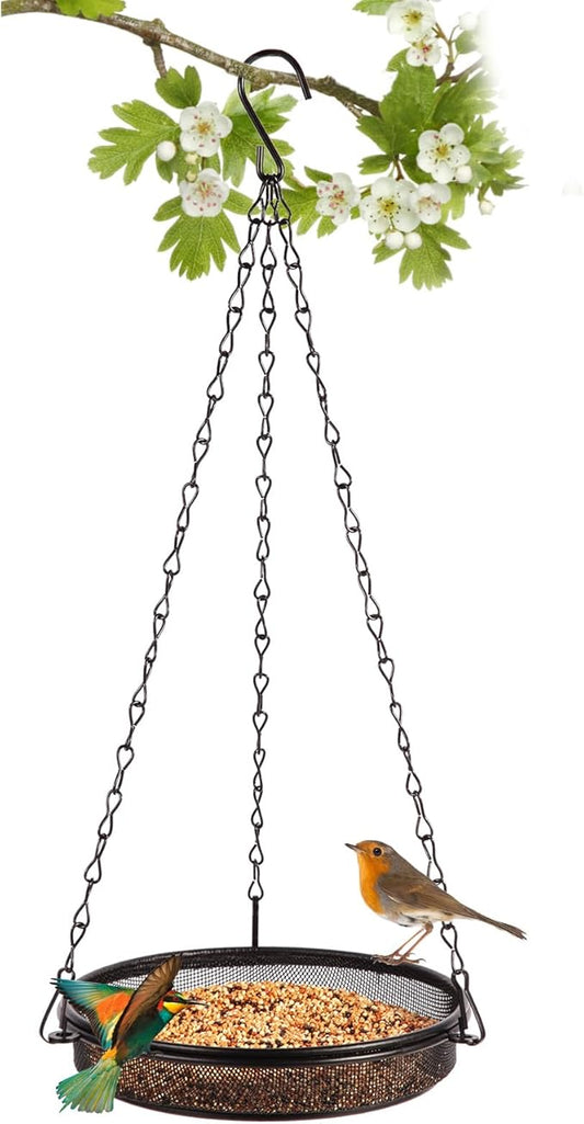 Hanging Bird Feeder & Tray&Metal Mesh Platform & Feeder Hanging for Outdoor Garden Yard Perfect for Attracting Bird
