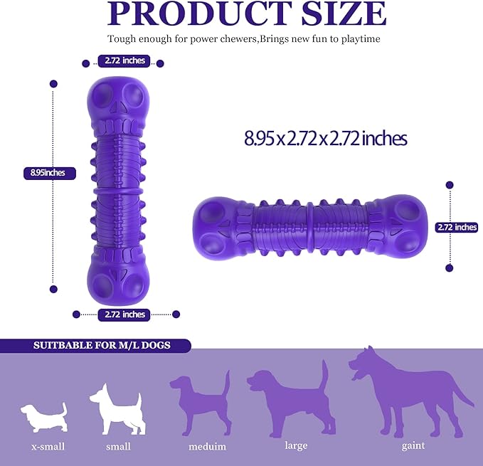 Dog Squeaky Toys for Aggressive Chewers, Durable Dog Chew Toys for Large Medium Breed Dog, Dog Toys, Tough Durable Dogs Toys with Natural Rubber (A Violet, for Larege Dogs)