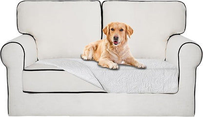 Easy-Going Waterproof Dog Bed Cover Reversible Leak Proof Pet Blanket Replacement Mat for Furniture Washable Couch Cover Sofa Cover for Dogs Cat(30x53 Inch, White/White)