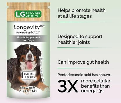 Yummy Combs Longevity15  C15:0  Fatty Acid Health Supplement for Dogs  Healthy Pet Supplies  for Large Dogs, 1 Pack