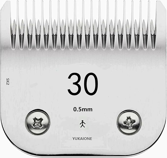 #30 Dog Cat Clipper Blade - Ultra-Fine SK2 Steel, Compatible with Andis, Oster, Wahl - 0.5mm Cut for Paw Pads