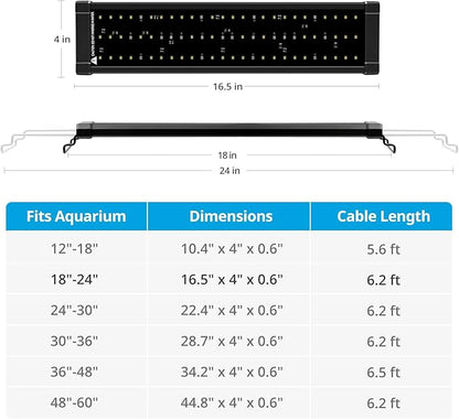 NICREW ClassicLED Plus LED Aquarium Light with Timer, 15 Watts, for 18 to 24 Inch Fish Tank Light, Daylight and Moonlight Cycle, Brightness Adjustable