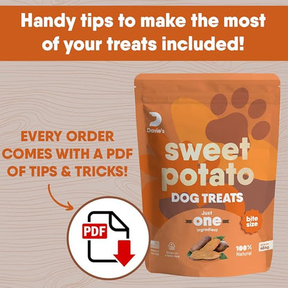 Davie's Sweet Potato Dog Treats Training - Bite Size Dog Treats for Small or Large Dogs, Dog Training Treats, Healthy Dog Treats Made in USA Only, Grain Free, Vegetarian Alternative to Rawhide Chews