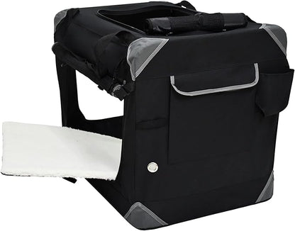 EliteField 4-Door Folding Soft Dog Crate with Curtains, Carrying Bag and Fleece Bed (2 Year Warranty), Indoor & Outdoor Pet Home (30" L x 21" W x 24" H, Black+4 Door Curtains)