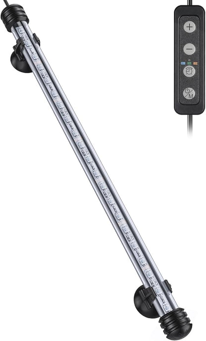 Pawfly 4.2 W Aquarium LED Light 15.2 Inch Underwater Fish Tank Light with Timer Auto On/Off Fish Tank Background Lights with 8 Lighting Modes Submersible Multi-Colored Tube Lights for Decoration