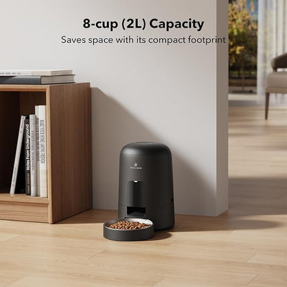 PETLIBRO Automatic Cat Feeder, Cat Food Dispenser Battery-Operated with 180-Day Battery Life, AIR Timed Pet Feeder for Cats & Dogs, 2L Auto Cats Feeder, Black