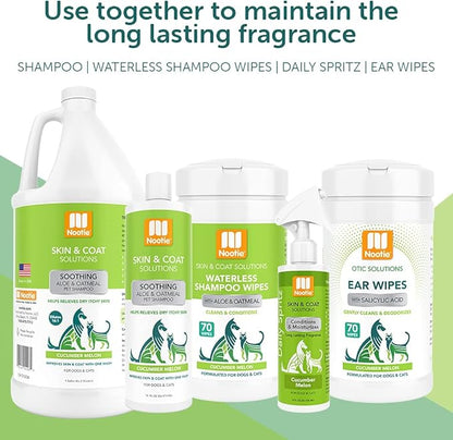 Nootie Aloe&Oatmeal Pet Shampoo for Sensitive Skin-Long lasting Cucumber Melon Shampoo-Helps Relieve Dry Itchy Skin for Dogs&Cat-Natural Ingredient-Soap Paraben&Sulfate Free-Cleans Conditions-1 Gallon