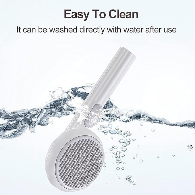 Pet Grooming Brush,Cat Brush for Shedding,Self Cleaning Slicker Brush for Short and Long Haired Dogs Cats Rabbits,Dog Brush Gently Removes Loose Undercoat, Mats and Tangled Hair-Pumpkin White