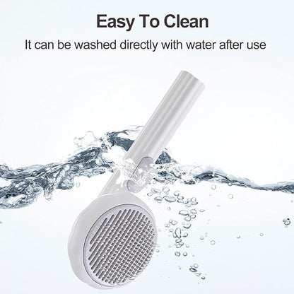 Pet Grooming Brush,Cat Brush for Shedding,Self Cleaning Slicker Brush for Short and Long Haired Dogs Cats Rabbits,Dog Brush Gently Removes Loose Undercoat, Mats and Tangled Hair-Pumpkin White