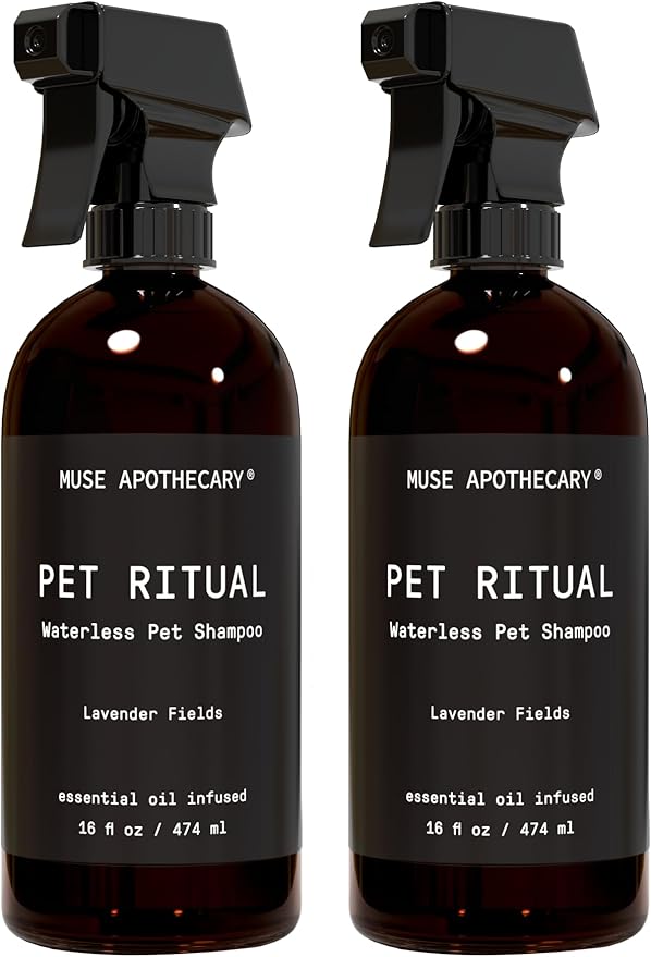 Muse Apothecary Pet Ritual Aromatic Waterless Shampoo for Pets - No Rinse Dog Shampoo - Waterless Shampoo for Cats - Waterless Dog Shampoo for Large Dogs - Essential Oils Infused, 16oz Lavender Fields