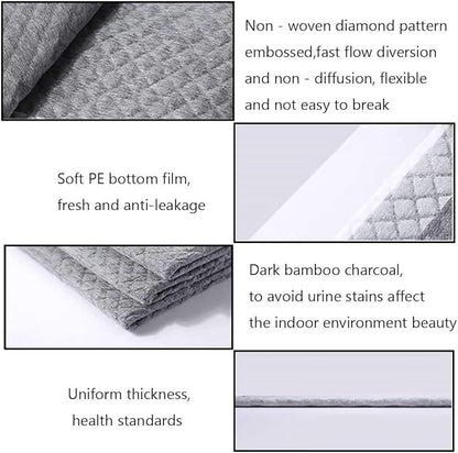 kathson Rabbit Pee Pads Disposable Cage Liners 100PCS All Absorb Black Carbon Odor Control Bunny Training Accessories with Quick-Dry Surface for Puppy Guinea Pig Kitten Hedgehog Small Animals