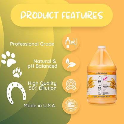 Kelco by Laube Color Enhancing Pet Shampoo - Pro Gold Shampoo for Yellow, Tan, Amber & Brown Coats - Natural, Hypoallergenic Formula for Grooming Dogs, Cats, and Pets(50:1 Concentrated, 1 Gallon)
