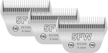 3 Pack 5 Wide Blades for Dog Grooming,Compatible with Andis,Oster A5,Wahl km10 Clippers,Cutting Length 1/4"