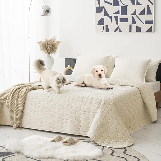 Waterproof and Anti-Slip Dog Bed Cover and Pet Blanket Sofa Pet Bed Mat ï¼_ar Incontinence Mattress Protectors Furniture Couch Cover for Most Cats Dogs, Pets ï¼82x82- Ivoryï¼