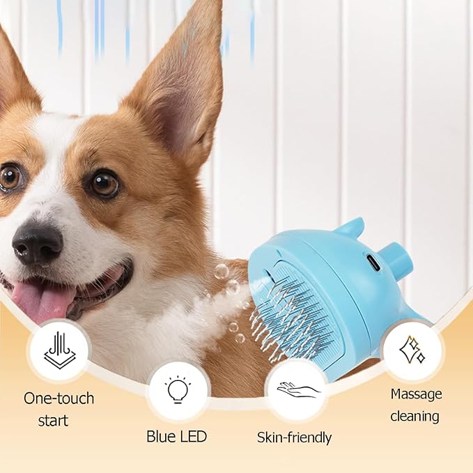 3 In 1 Grooming Brush For Cats & Dogs Spray Brush Carrying Water,Steam Generating Comb&Pets Cleansing Tools Cleaning&Massaging&Hair Removal -Gift For Pets (white)