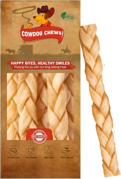 Collagen Sticks - Odor-Free, All Natural Collagen Dog Chews for Healthy Joints, Skin & Coat. Best Rawhide and Bully Stick Alternative Filled with Beefhide Goodness. (Braid 10-13" (5 Pack))