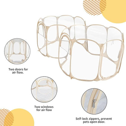 Cold Resistant Cat Playpen PVC Dog Playpen - 90''Portable & Foldable Indoor Outdoor Puppy Playpen - Insulated 2-Room Dog TentCrate Cage Kennel, Playpen for Kitten, Small Animals Play Pen(90"x45"x28")