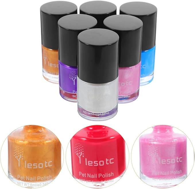 POPETPOP Dog Nail Polish Dog Toe Nail Polish : 6Pcs Gel Fingernail Polish Kit Pet Nail Polish Water Based Nail Polish for Dogs, Easy to Remove
