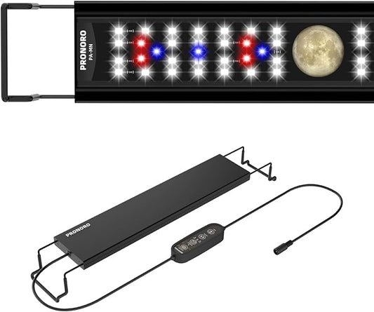 PRONORO Aquarium Light, LED Full Spectrum Freshwater Aquarium Lights, Daylight/Moonlight Mode and stepless dimmable, Fish Tank Light with 6h/9h/12h Timer and Auto ON/Off (M 24-29 in)