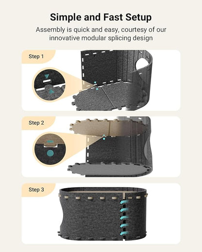 DownyPaws Cat House for Indoor Cats, Cat Bed Cave for Multiple & Large Cats Up to 22 Lbs, Scratch Resistant Peekaboo Cat Caves, Foldable Tunnel Enclosed Bed, PeekaPurr, Sesame Gray