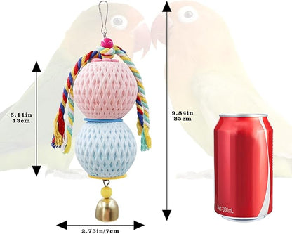 Bird Beak Grinding Stone, Parrot Chew Toys with Bells, Bird Toys, Cage Accessories for African Grey, Budgies, Amazon Parrots, Cockatiels, Lovebirds, Conures, Quakers, Small to Medium Birds