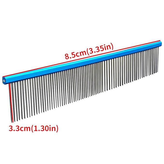 2 Pack Dog Combs with Stainless Steel Teeth Applicable to Cat Dog Comb Removing Tangles Easily Remove Dirt Grooming Anti-Slip Comfort Grip Handle ï¼_lueï¼