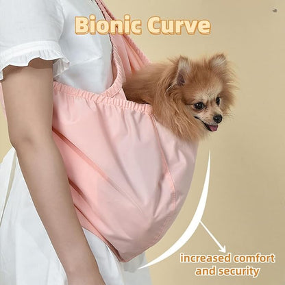 Dog Carrier Sling, Puppy Carrier Bag with Storage Pocket, Hands Free Reversible Pet Papoose Bag, Travel Safe Sling Bag, Suitable for Puppies,Small Dogs Cats Outdoor (Pink)