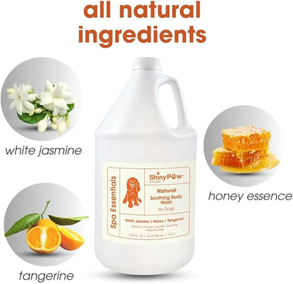 Jasmine & Honey Spa Body Wash for Dogs by Shiny Paw 128 oz | Dog Itchy Skin Relief & Aging Coat | Hypoallergenic Dog Shampoo for Smelly Dogs | Made in USA