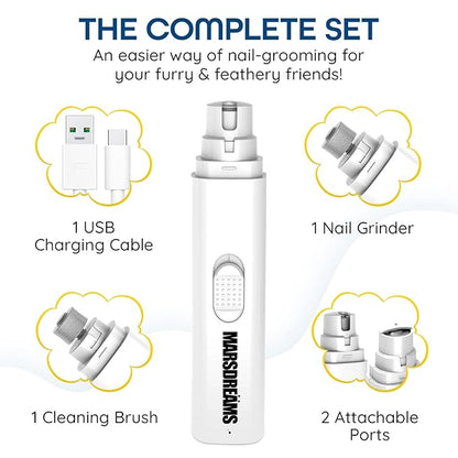 Dog Nail Trimmers, Usable as Cat Nail Clippers, Dog Nail Grinder, Easy and Safe Silent Dog Nail Grinder with Rechargeable Battery, Suitable for Small, Medium, and Large Dogs