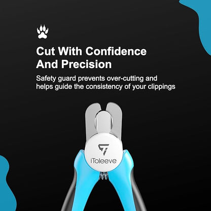 Professional Small Dog & Cat Nail Clippers with Nail File - Extra Sharp, Safe & Easy Trimming for Thick Nails - Safety Guard to Prevent Overcutting - Ideal for Small & Medium Breeds