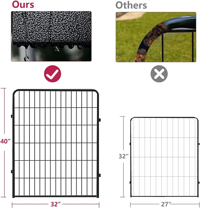 Dog Playpen, 40 inch Height 4 Panels Heavy Duty Dog Fence Pet Playpen with Door, Anti-Rust Dog Exercise Pen with Lock, Portable Pet Fence Outdoor for Yard RV Camping