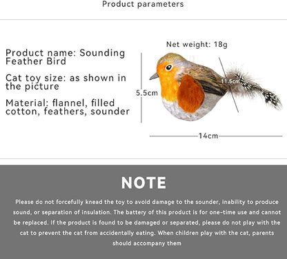 Catnip Cat Toys Satisfy Cat's Natural Hunting Instintion for Indoors Cats Feather Toys Interactive with Lifelike Chirp Sound Chirping Bird Kitten Toy Real Feather(Green Bird)