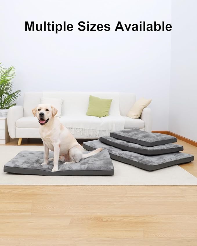 Dog Bed for Crate Washable Dog Beds for Small Dogs Plush Dog Kennel Pad Pet Sleeping Mat with Anti-Slip Bottom, 23x17 Inch, Grey