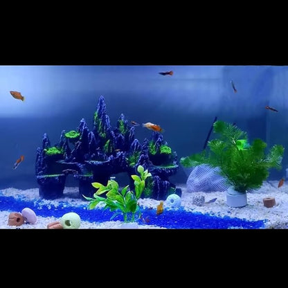 Large Fish Tank Decoration - Mountain View Aquarium Ornament with Tree House Cave Bridge Artificial Plastic Plants Large Fish Tank Decorations
