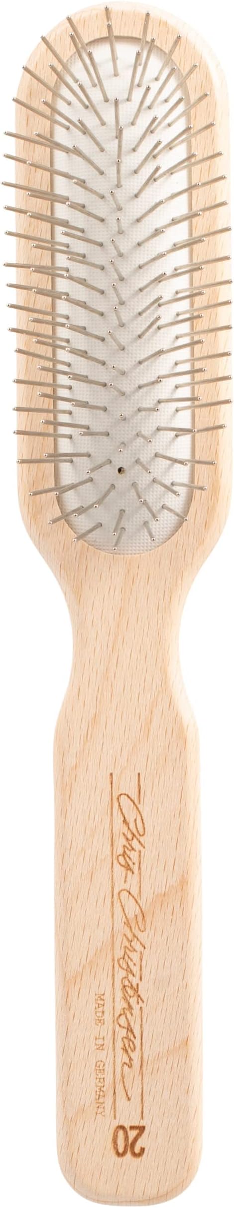 Chris Christensen 20 mm Oblong Pin Dog Brush, Original Series, Groom Like a Professional, Stainless Steel Pins, Lightweight Beech Wood Body, Ground and Polished Tips